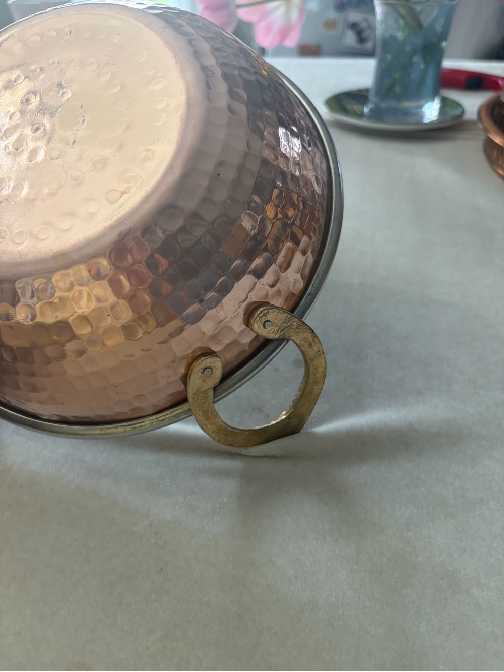 Copper Finish Hammered Serving Bowl with Side Handles - Copper - Picture 8 of 8